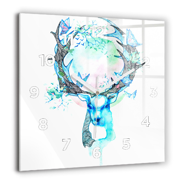 Horloge carrée en verre Illustration de cerf