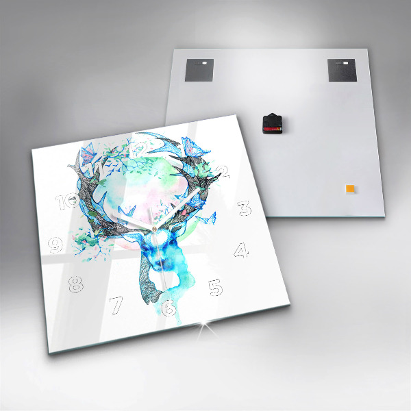 Horloge carrée en verre Illustration de cerf