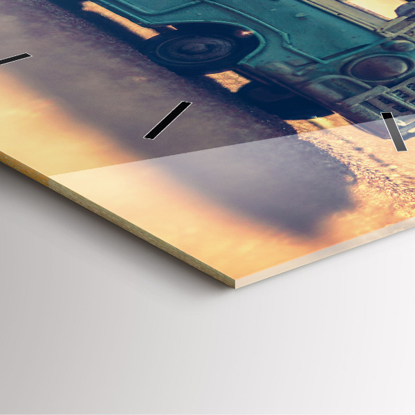 Horloge carrée en verre Camping-car sur la plage