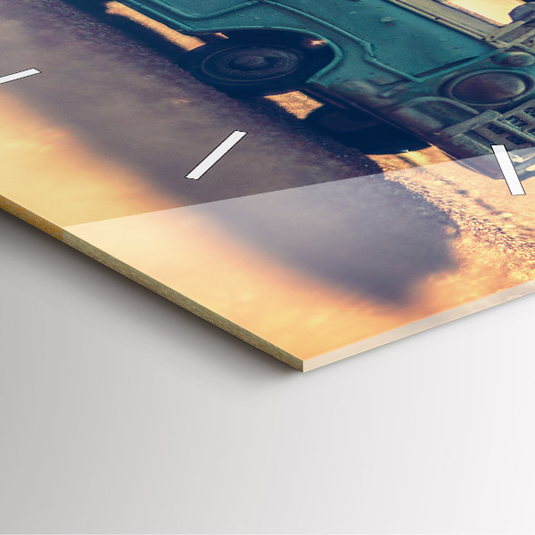 Horloge carrée en verre Camping-car sur la plage