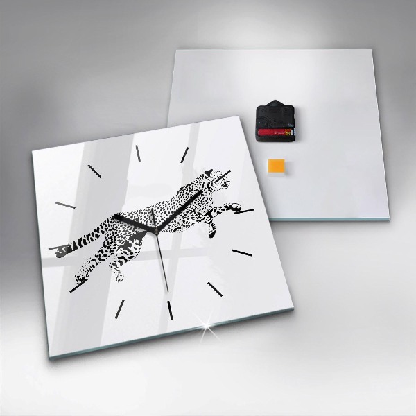 Horloge carrée en verre 'Silhouette d''une panthère'