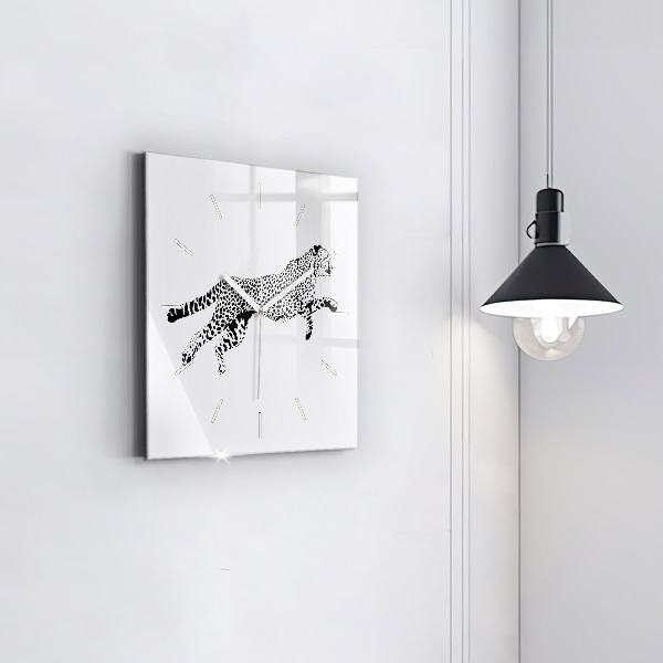 Horloge carrée en verre 'Silhouette d''une panthère'