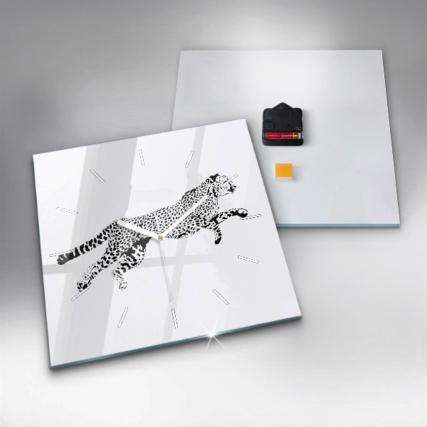 Horloge carrée en verre 'Silhouette d''une panthère'