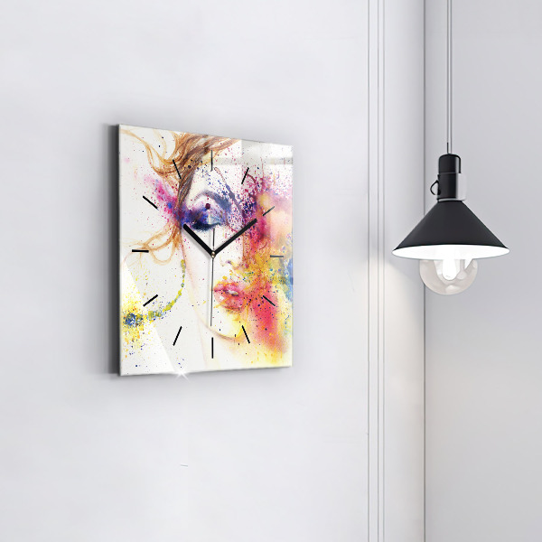Horloge carrée en verre 'Portrait d''une femme mystérieuse'