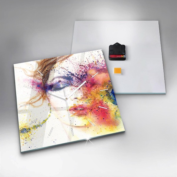 Horloge carrée en verre 'Portrait d''une femme mystérieuse'