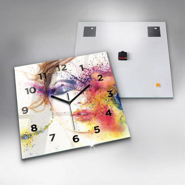 Horloge carrée en verre 'Portrait d''une femme mystérieuse'
