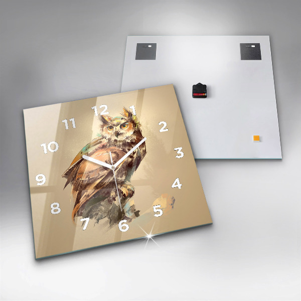 Horloge carrée en verre Hibou - un signe de sagesse
