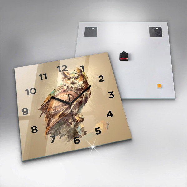 Horloge carrée en verre Hibou - un signe de sagesse