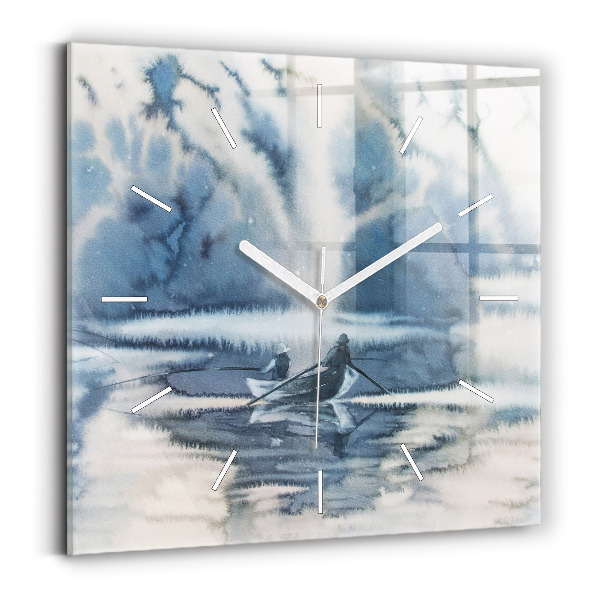 Horloge carrée en verre 'Lac d''hiver de Łódka'