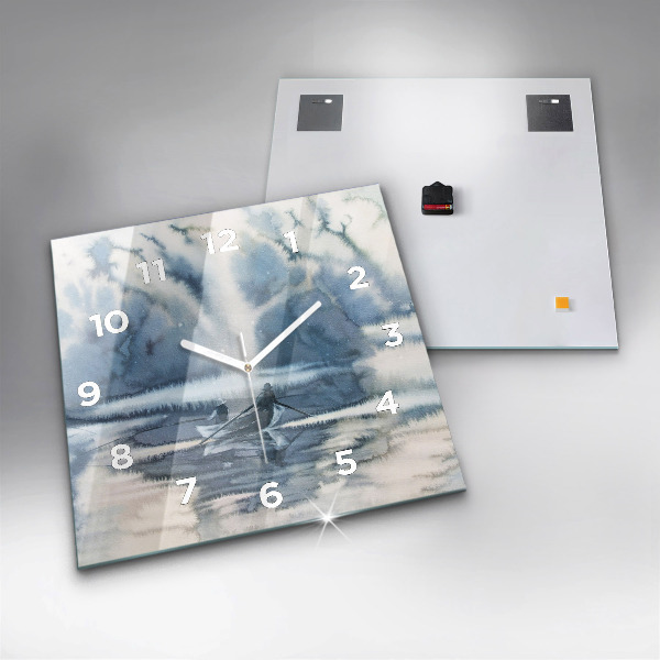 Horloge carrée en verre 'Lac d''hiver de Łódka'