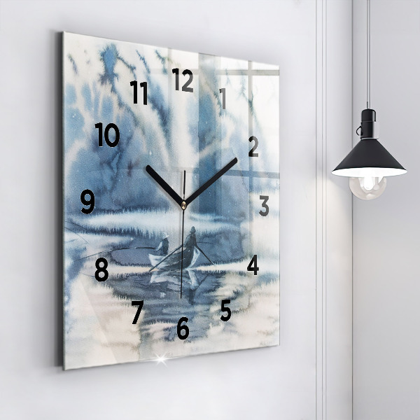 Horloge carrée en verre 'Lac d''hiver de Łódka'