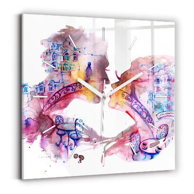 Horloge carrée en verre Deux corps, une âme