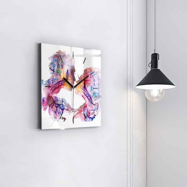 Horloge carrée en verre Deux corps, une âme