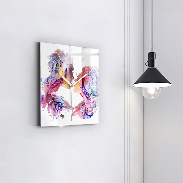 Horloge carrée en verre Deux corps, une âme