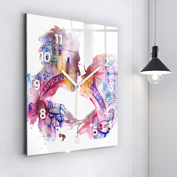 Horloge carrée en verre Deux corps, une âme