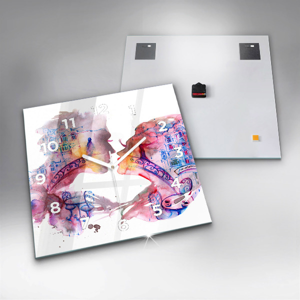 Horloge carrée en verre Deux corps, une âme