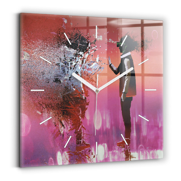 Horloge carrée en verre Cyberespace