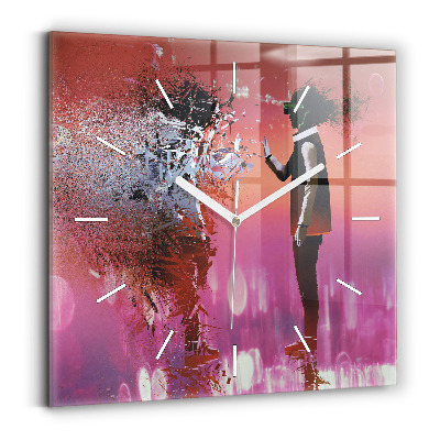 Horloge carrée en verre Cyberespace