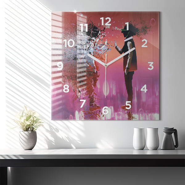Horloge carrée en verre Cyberespace