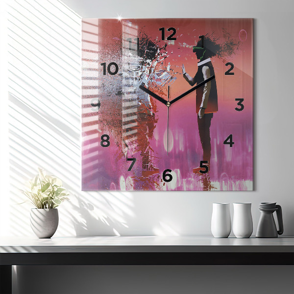 Horloge carrée en verre Cyberespace