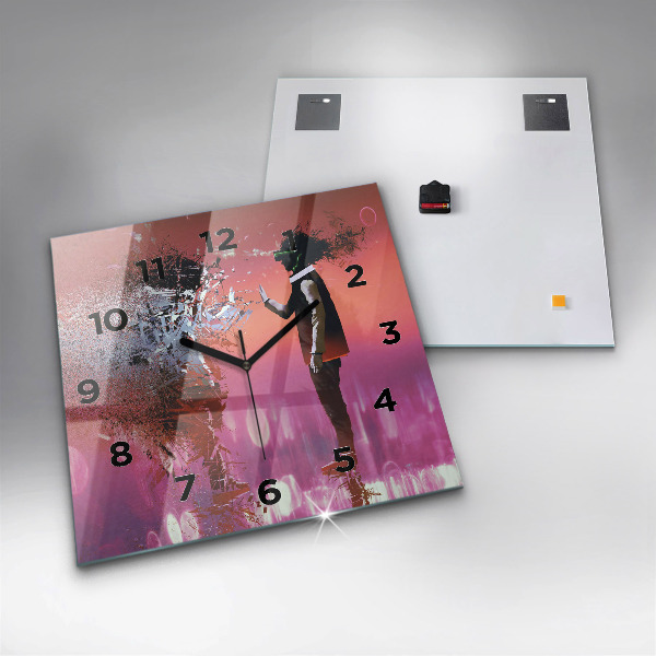 Horloge carrée en verre Cyberespace