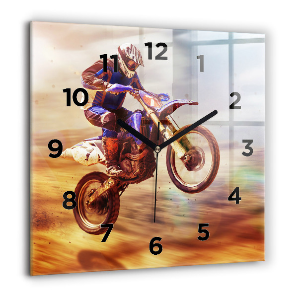 Horloge carrée en verre Motocross Enduro