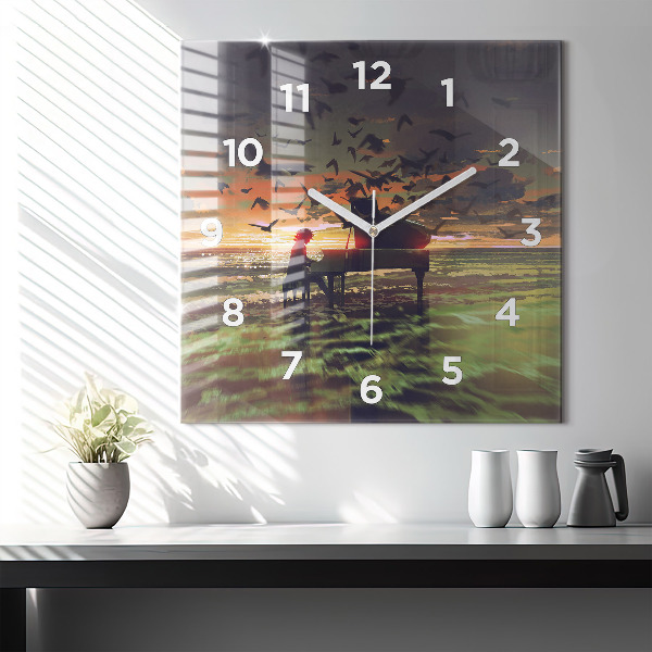 Horloge carrée en verre Concert sur la plage