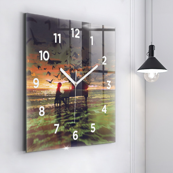 Horloge carrée en verre Concert sur la plage