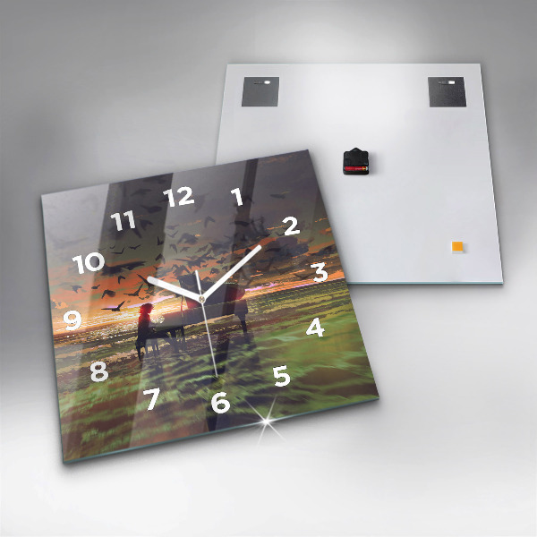 Horloge carrée en verre Concert sur la plage