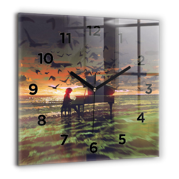 Horloge carrée en verre Concert sur la plage