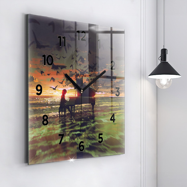 Horloge carrée en verre Concert sur la plage