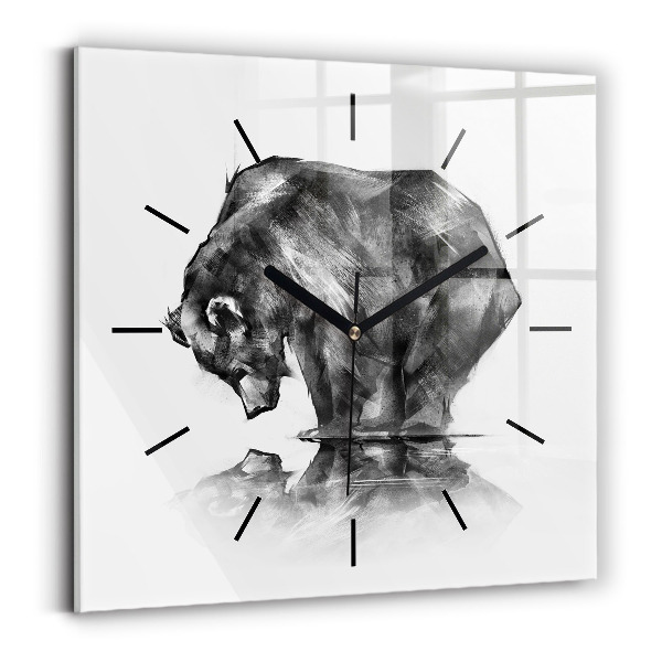 Horloge carrée en verre Ours de dessin animé