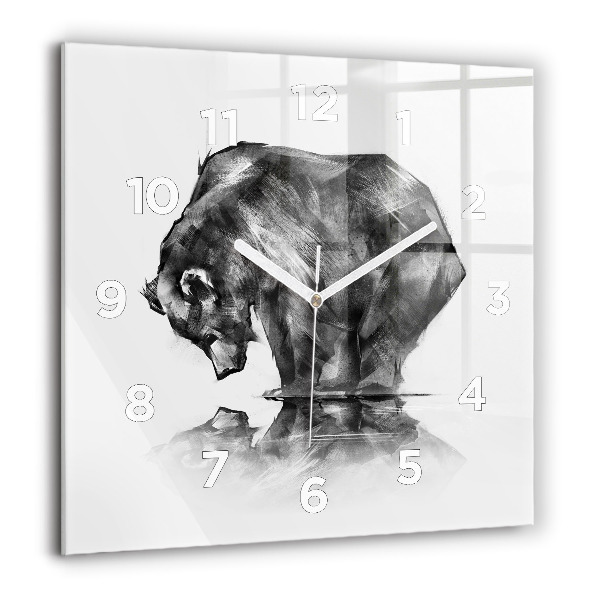 Horloge carrée en verre Ours de dessin animé