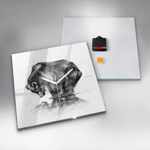 Horloge carrée en verre Ours de dessin animé