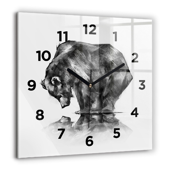 Horloge carrée en verre Ours de dessin animé