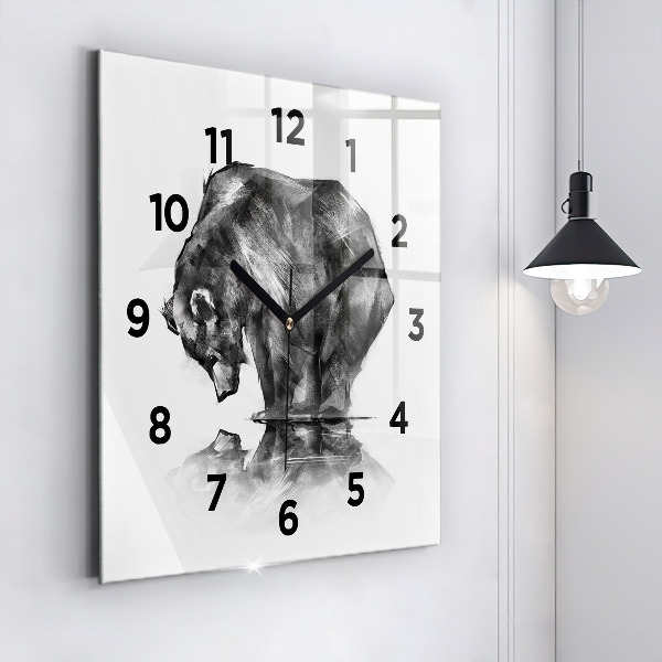 Horloge carrée en verre Ours de dessin animé