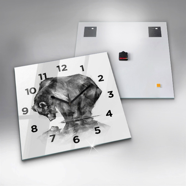 Horloge carrée en verre Ours de dessin animé