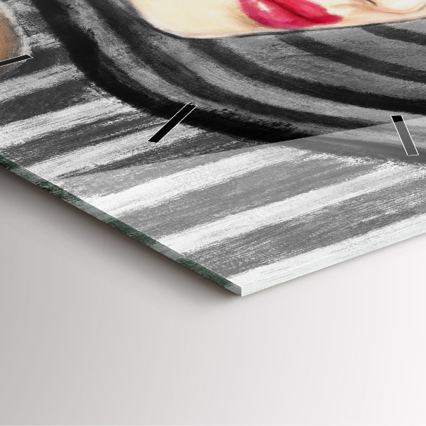 Horloge carrée en verre Femme en noir et blanc