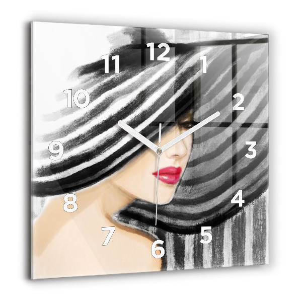 Horloge carrée en verre Femme en noir et blanc
