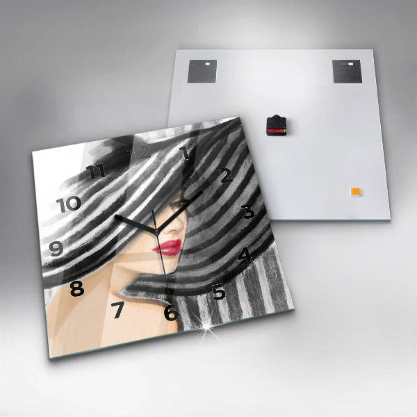 Horloge carrée en verre Femme en noir et blanc