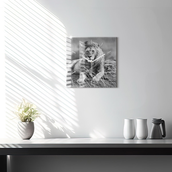 Horloge carrée en verre Abstraction - Lion