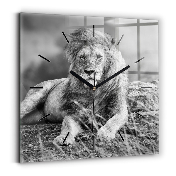 Horloge carrée en verre Abstraction - Lion