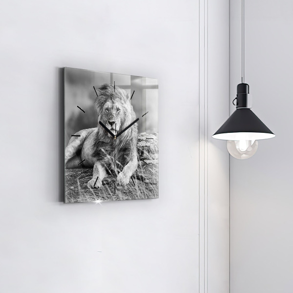 Horloge carrée en verre Abstraction - Lion