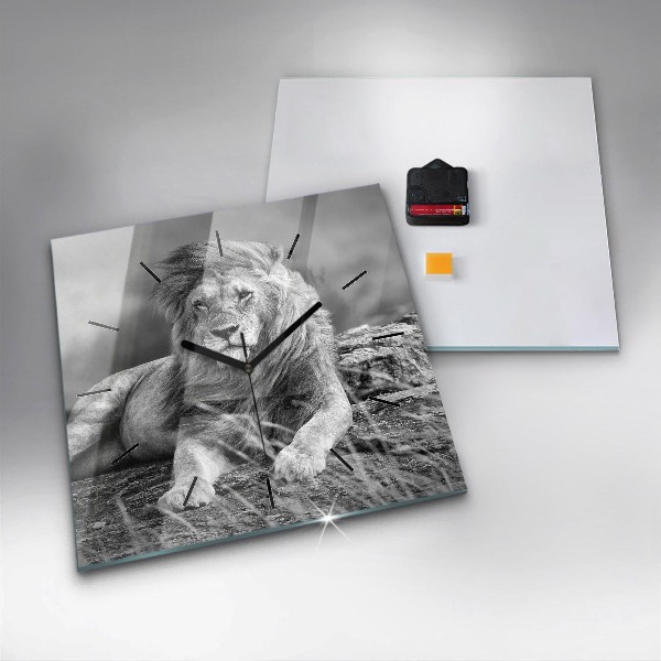 Horloge carrée en verre Abstraction - Lion