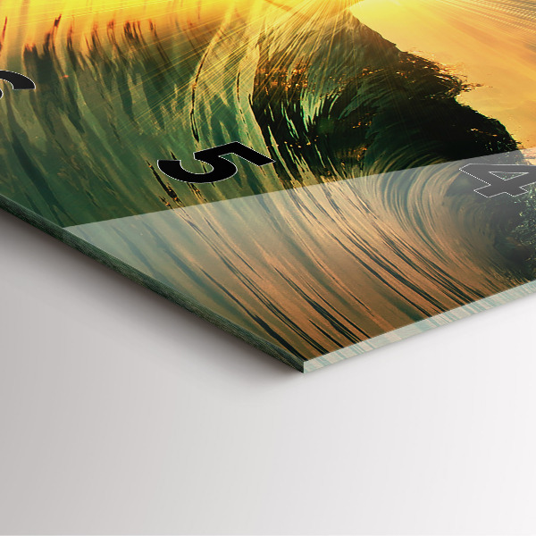 Horloge carrée en verre Perspective du coucher de soleil sur les vagues