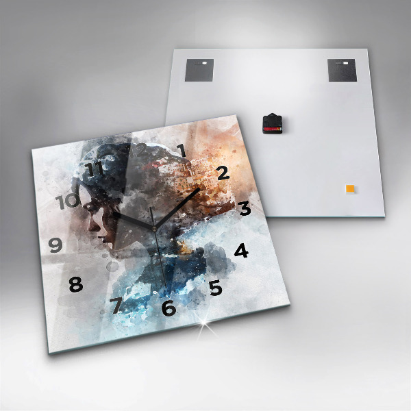 Horloge carrée en verre Visages abstraits