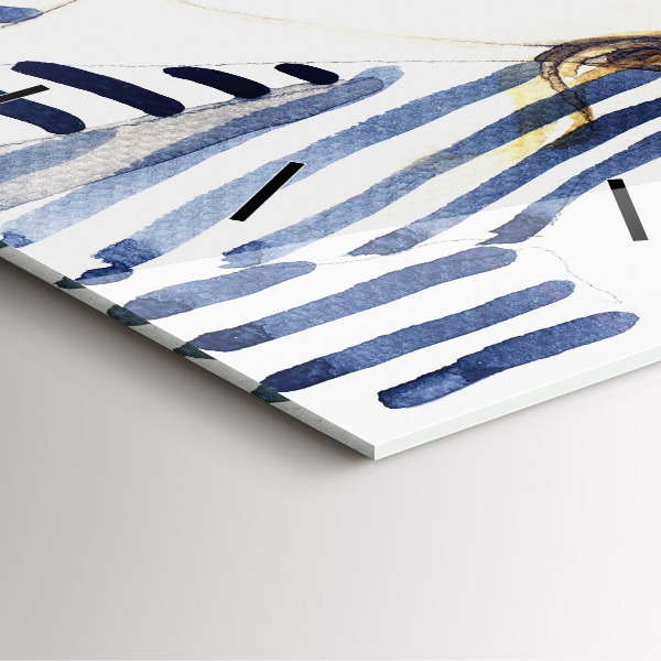 Horloge carrée en verre Visage avec lunettes et chapeau