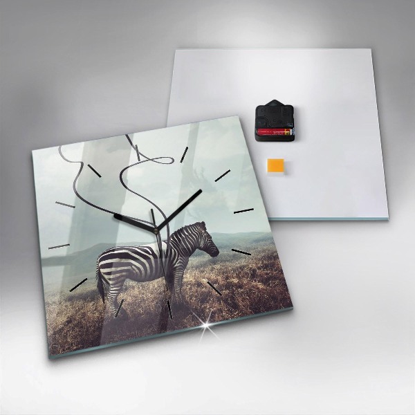 Horloge carrée en verre Zèbre – Abstraction