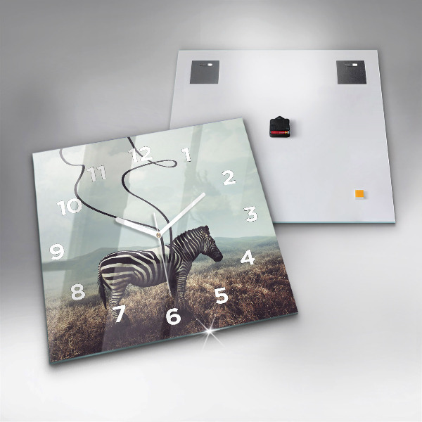 Horloge carrée en verre Zèbre – Abstraction