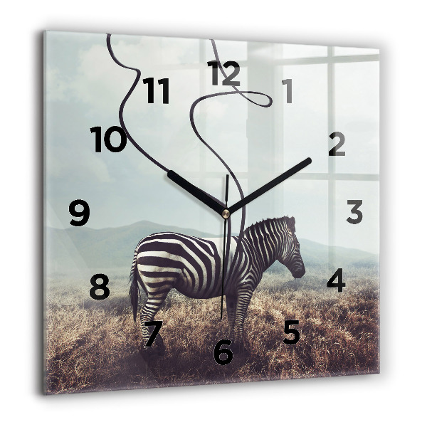 Horloge carrée en verre Zèbre – Abstraction
